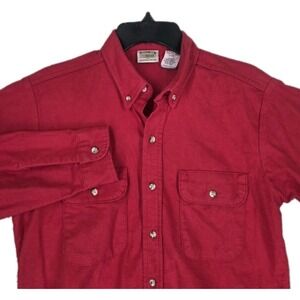 Vtg 70s Five Brother Chamois Shirt Mens M Red Heavy Flannel Long Sleeve USA Made